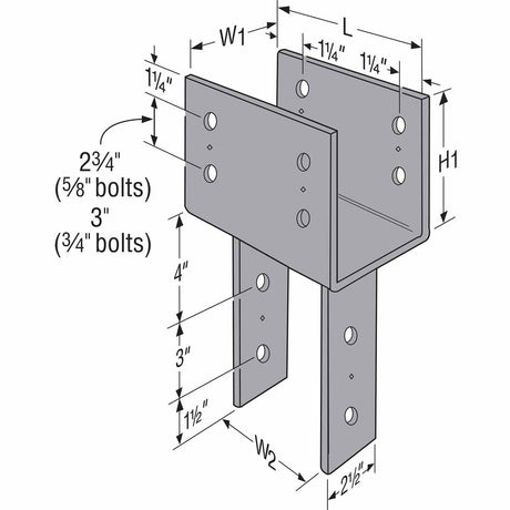 Simpson CC5 1/4-4 Strong-Tie Heavy-Duty Column Cap for 5-1/8" Beam and 4x Post - Structural Wood Connector - 3