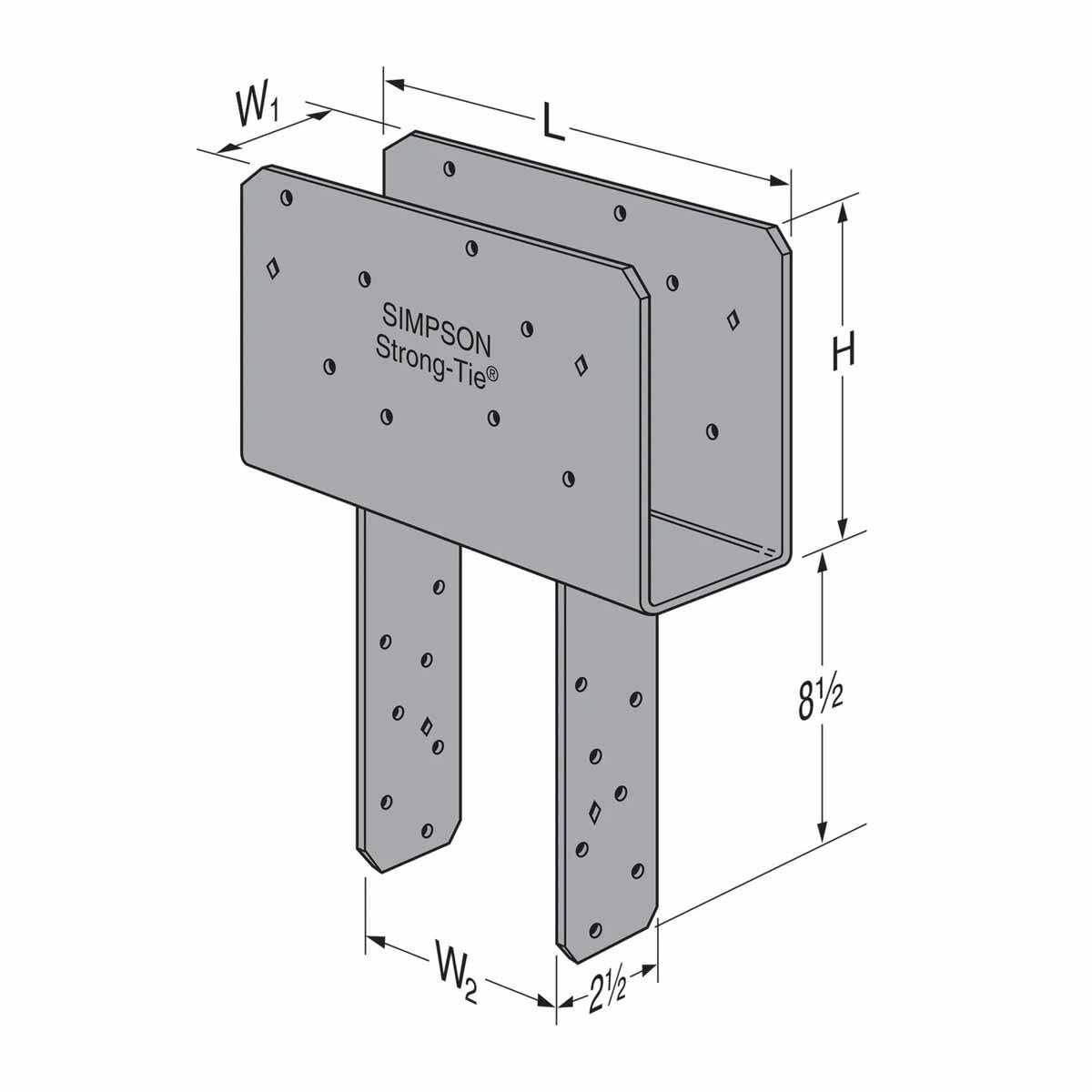 Simpson Strong-Tie CCQ46SDS2.5-R (4x Beam, 6x Post) Quick-Install Column Cap with SDS Screws - 3
