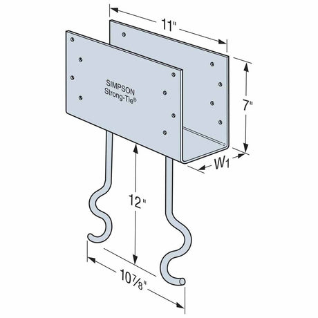 Simpson Strong-Tie CCQM5.50-SDS (5-1/2") Column Cap for Beam with SDS Screws - Secure Column-to-Beam Connection for Concrete Piers - 3