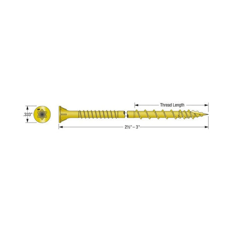 Simpson Strong-Tie CSVZ212R80 Strong-Drive (#10 x 2-1/2") Strong-Drive CSV Construction Screw T25, Flat Head, Yellow Zinc (80 Pack) - 2
