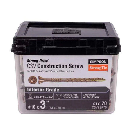 Simpson Strong-Tie CSVZ3R70 Strong-Drive (#10 x 3") CSV Construction Screw Flat Head Yellow Zinc Coated (70 Pack) - 4
