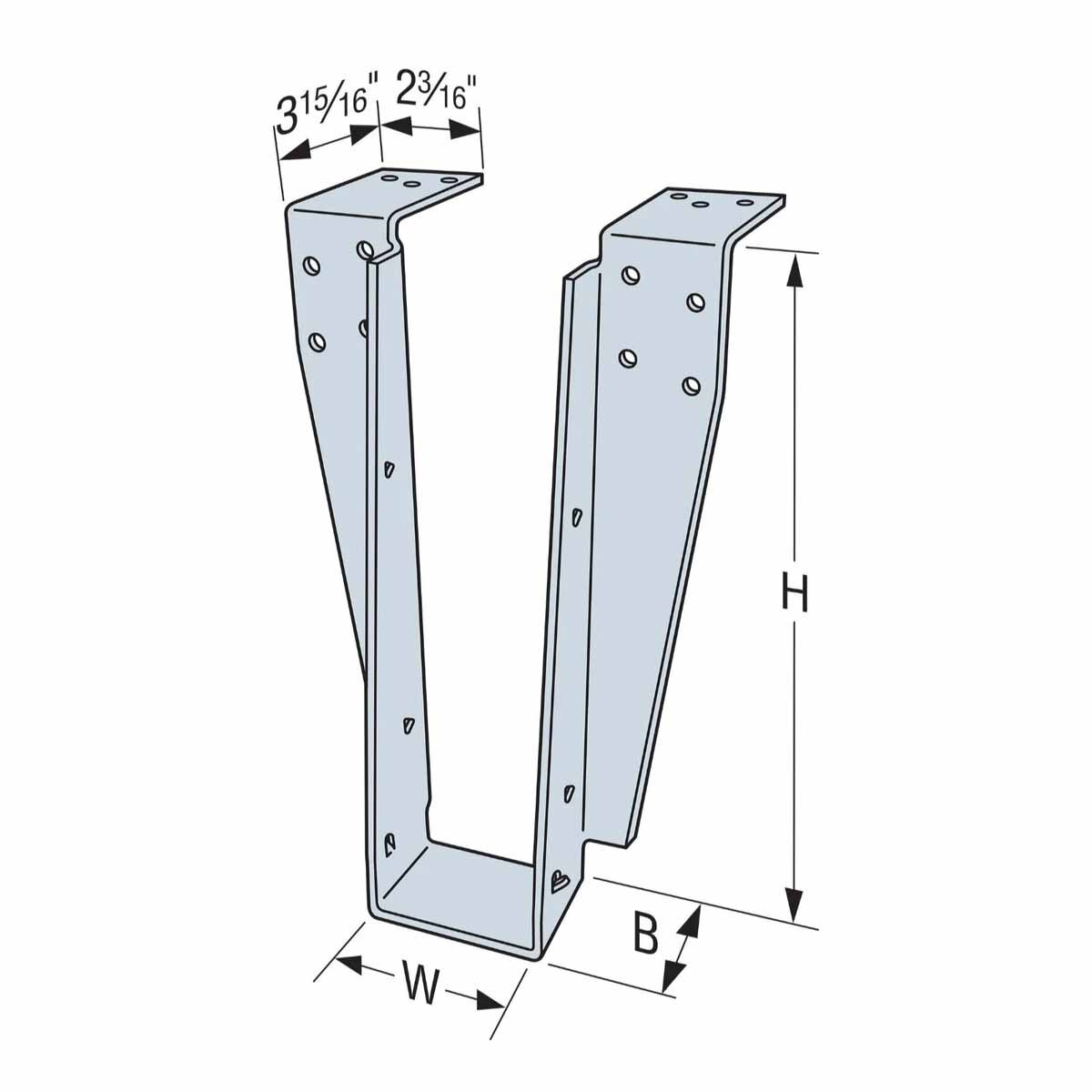 Simpson Strong-Tie DHU2.1/16TF (2" x 16") Top-Flange Drywall Hanger for Engineered Wood with SDS Screws - 2