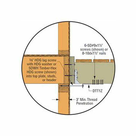 Simpson Strong-Tie DTT1Z-KT (1-1/2" x 7-1/8") 14 Gauge Deck Tension Tie - ZMAX Finish (4 Pack) - 2