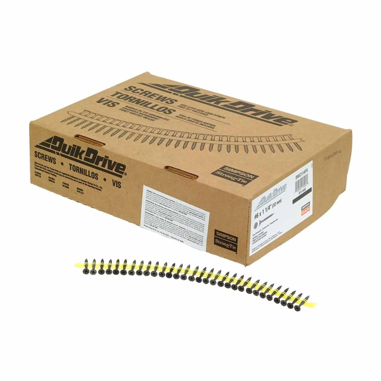 Simpson Strong-Tie DWC114PS (#6 x 1-1/4") Collated Drywall Screw #2 Phillips Bugle-Head Gray Phosphate (2500 Pack) - 3