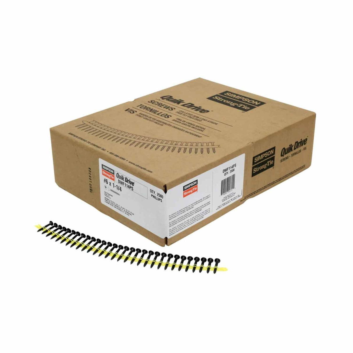 Simpson Strong-Tie DWF114PS Quik Drive (#6 x 1-1/4") Collated Drywall-to-CFS Screw #2 Phillips Bugle Head (2500 Pack) - 2