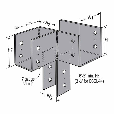 Simpson Strong-Tie ECCLL666 L-Shape End Column Cap for 6x Beams and 6x Post, Skewed Left - 2