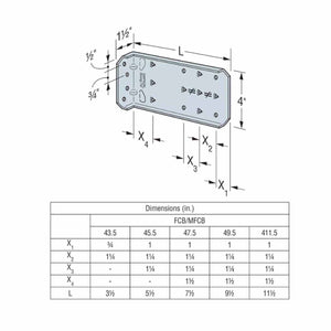 Simpson Strong-Tie FCB47.5-R25 (7-1/2") Bypass Framing Fixed-Clip Connector G90 Galvanized (25 Pack) - 3