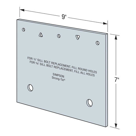 Simpson Strong-Tie FRFPHDG (7 in. x 9 in.) Flat Retrofit Foundation Plate - Hot Dip Galvanized - 2