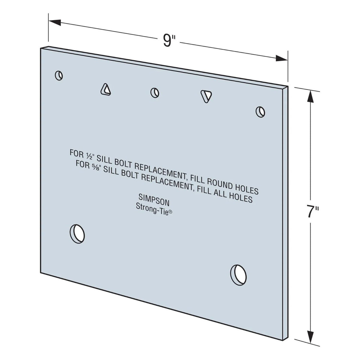 Simpson Strong-Tie FRFP (7" x 9") Flat Retrofit Foundation Plate - G90 Galvanized - 2