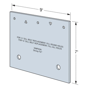 Simpson Strong-Tie FRFP (7" x 9") Flat Retrofit Foundation Plate - G90 Galvanized - 2