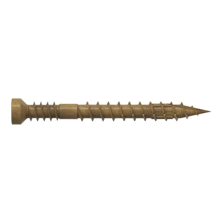 Simpson Strong-Tie FT07112R100 (#7 x 1-1/2") Finish Trim Screw, Trim-Head, Tan Exterior-Grade Quik Guard Coating (100 Pack)
