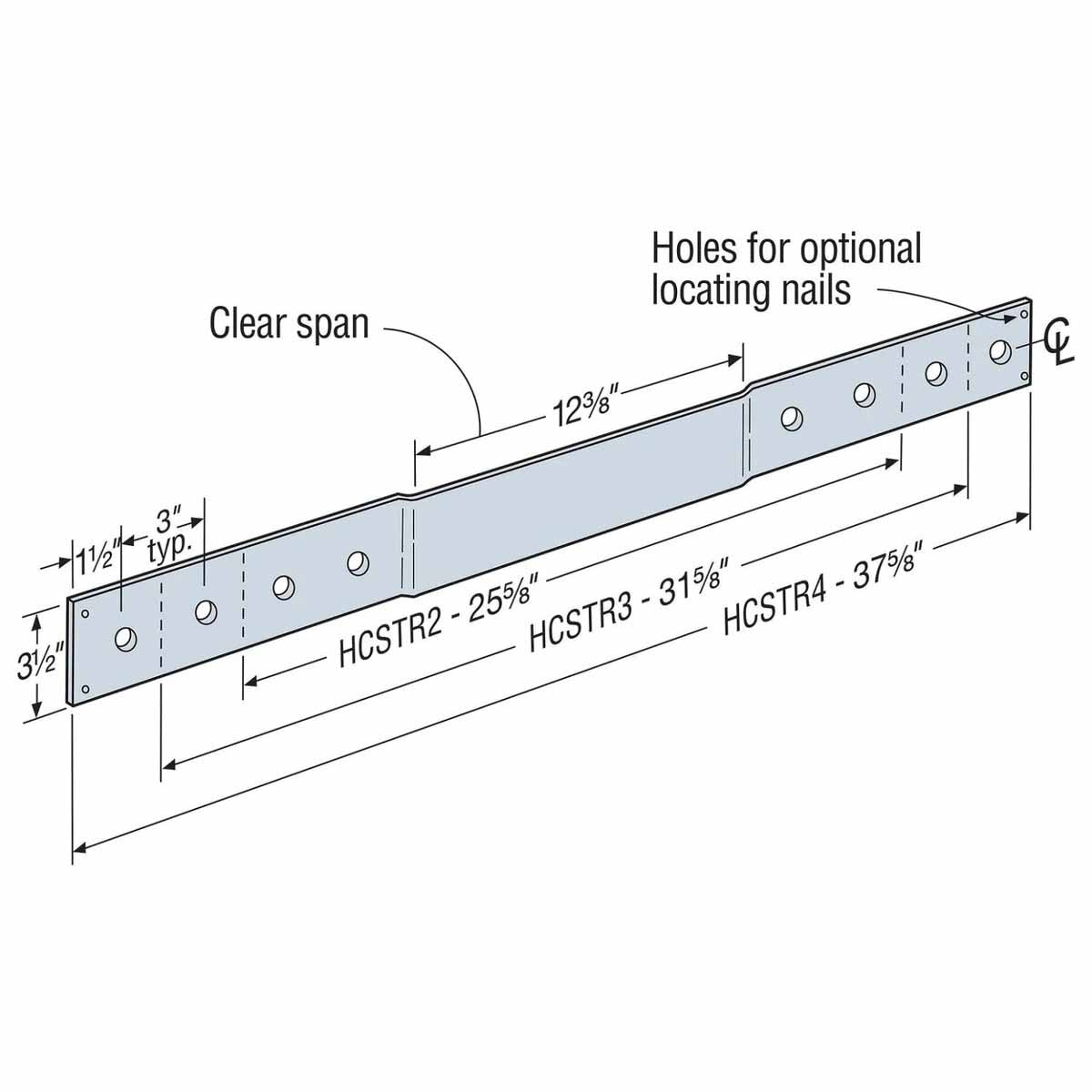 Simpson Strong-Tie HCSTR3 Simpson Hinge Connector Strap 7 Gauge Galvanized for Engineered Wood Applications - 2