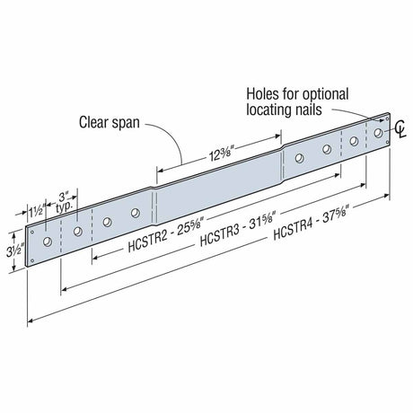 Simpson Strong-Tie HCSTR3 Simpson Hinge Connector Strap 7 Gauge Galvanized for Engineered Wood Applications - 2
