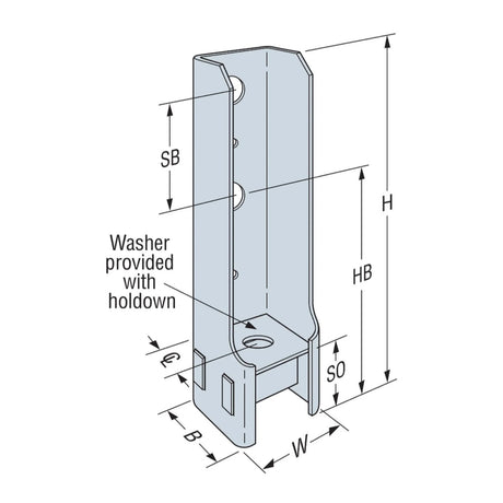 Simpson Strong-Tie HD7B (12-3/8") Bolted Holdown, G90 Galvanized - 2