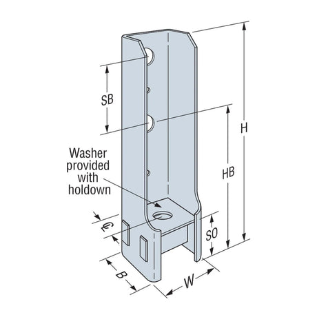 Simpson Strong-Tie HD7B (12-3/8") Bolted Holdown, G90 Galvanized - 2