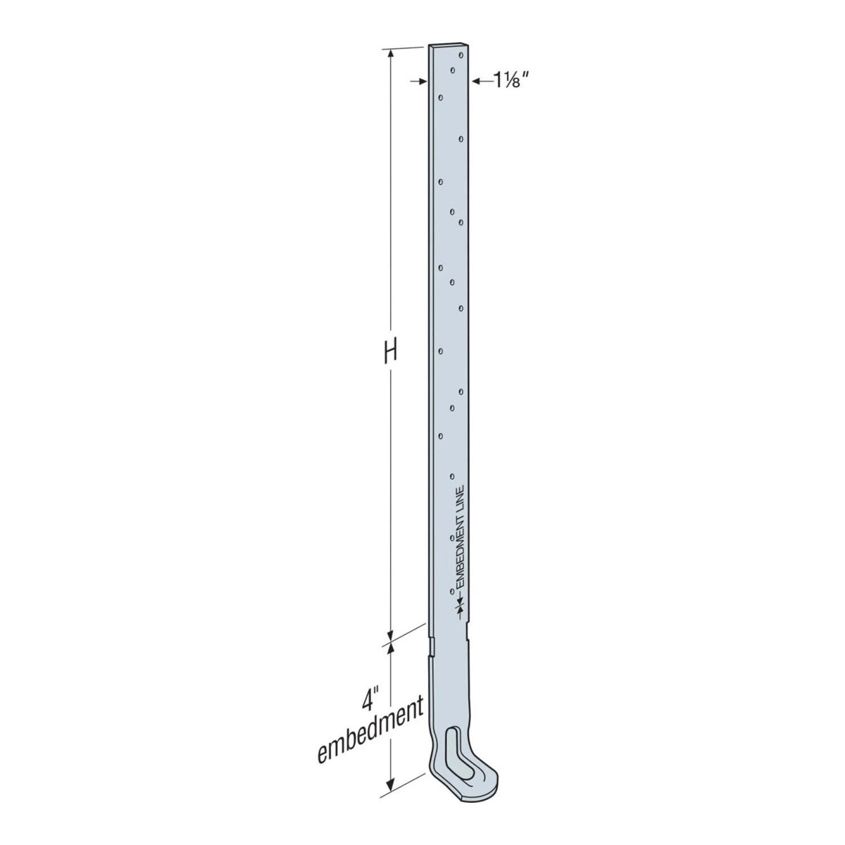 Simpson Strong-Tie HETA20 (16") Embedded Truss Anchor for Concrete and Masonry Walls - 3
