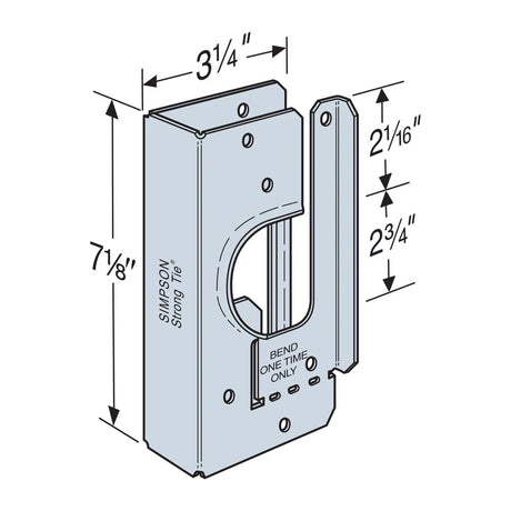 Simpson Strong-Tie HSS2-SDS1.5 (1-9/16") 16 Gauge Galvanized Heavy Stud Shoe for 2x Studs with SDS Screw - 4