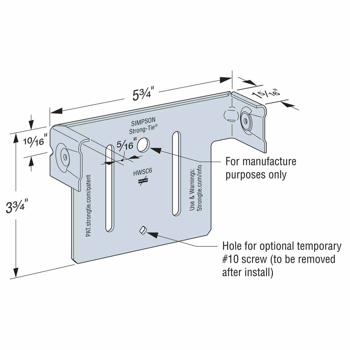 Simpson Strong-Tie HWSC6-KT (5-3/4") Head-of-Wall Slide-Clip Connector with Screws (50 Pack) - 2