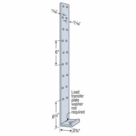 Simpson Strong-Tie LTTI31 (31") 18-Gauge Light Tension Tie for Wood-to-Concrete or Masonry Connections - 2