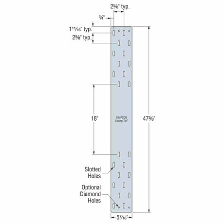 Simpson Strong-Tie MTWS48-5.5 (5-7/16" x 47-5/8") 7-Gauge Mass Timber Washer Strap for CLT and Engineered Wood Connections