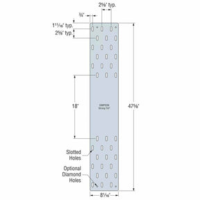 Simpson Strong-Tie MTWS48-8 (8-1/16 in. x 47-5/8 in.) High-Capacity 7-Gauge Mass Timber Washer Strap for CLT and Engineered Wood Connections