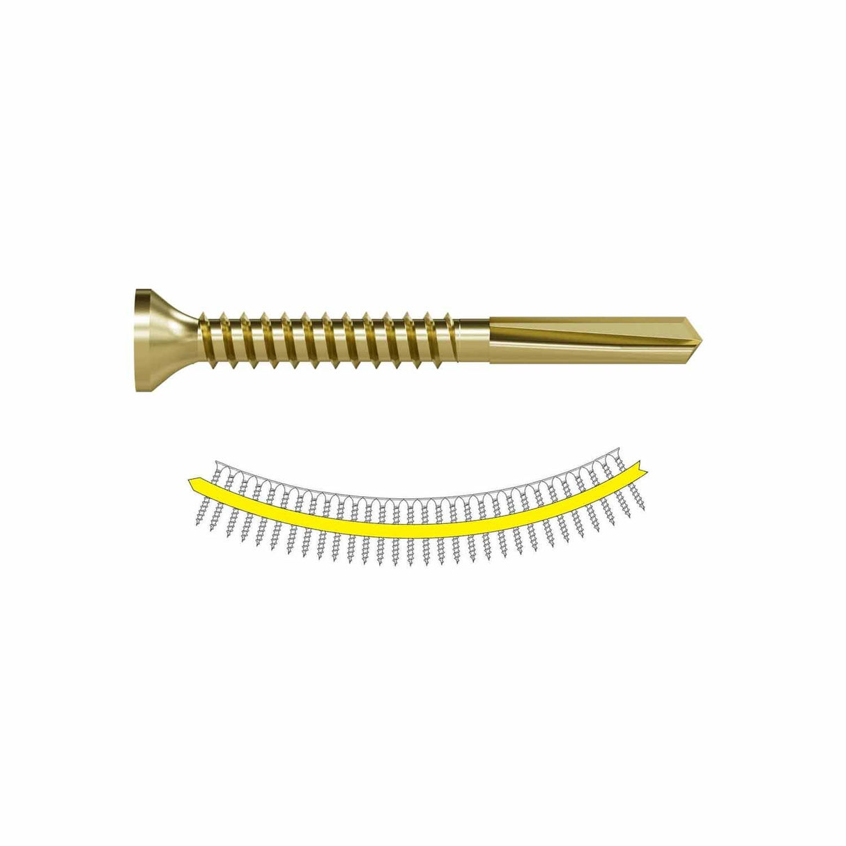 Simpson Strong-Tie PPHD134S1016 Strong-Drive (#10 x 1-3/4") PPHD Sheathing-to-CFS Screw Collated - Yellow Zinc (2000 Pack) - 2