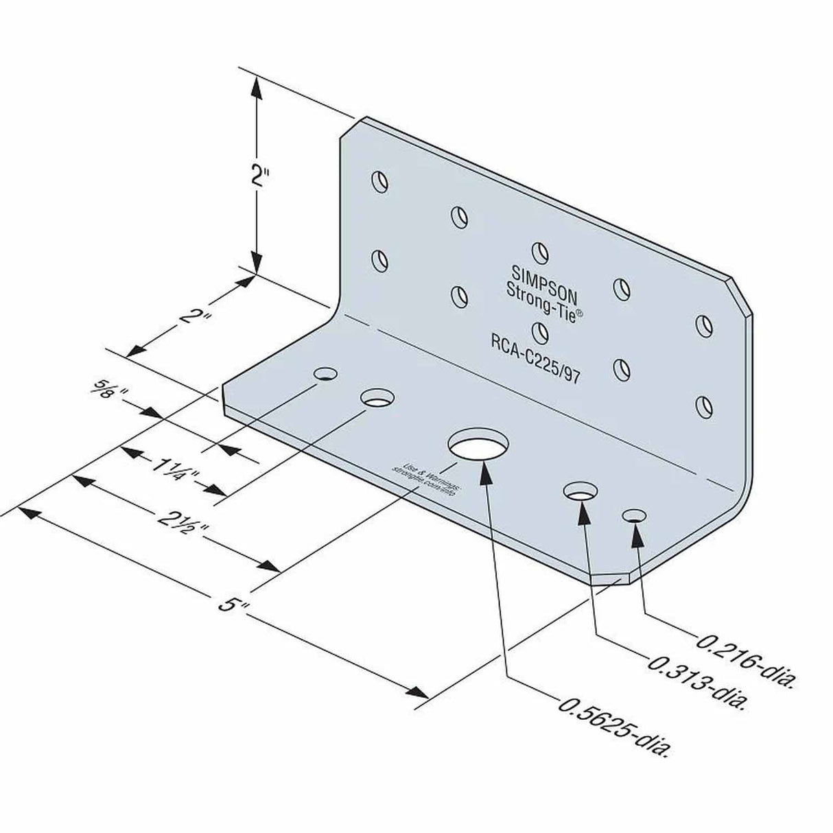 Simpson Strong-Tie RCA-C225/97-R55 (2" x 2" x 5") Rigid Connector Angle for Concrete (55 Pack) - 2