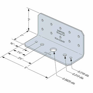 Simpson Strong-Tie RCA-C225/97-R55 (2" x 2" x 5") Rigid Connector Angle for Concrete (55 Pack) - 2