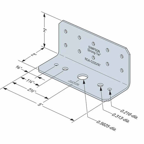 Simpson Strong-Tie RCA-C225/97-R55 (2" x 2" x 5") Rigid Connector Angle for Concrete (55 Pack) - 2