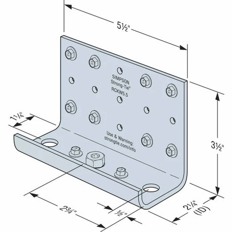 Simpson Strong-Tie RCKW5.5-R10 (5.5") Kneewall Connector Clip Zinc Galvanized (10 Pack) - 2