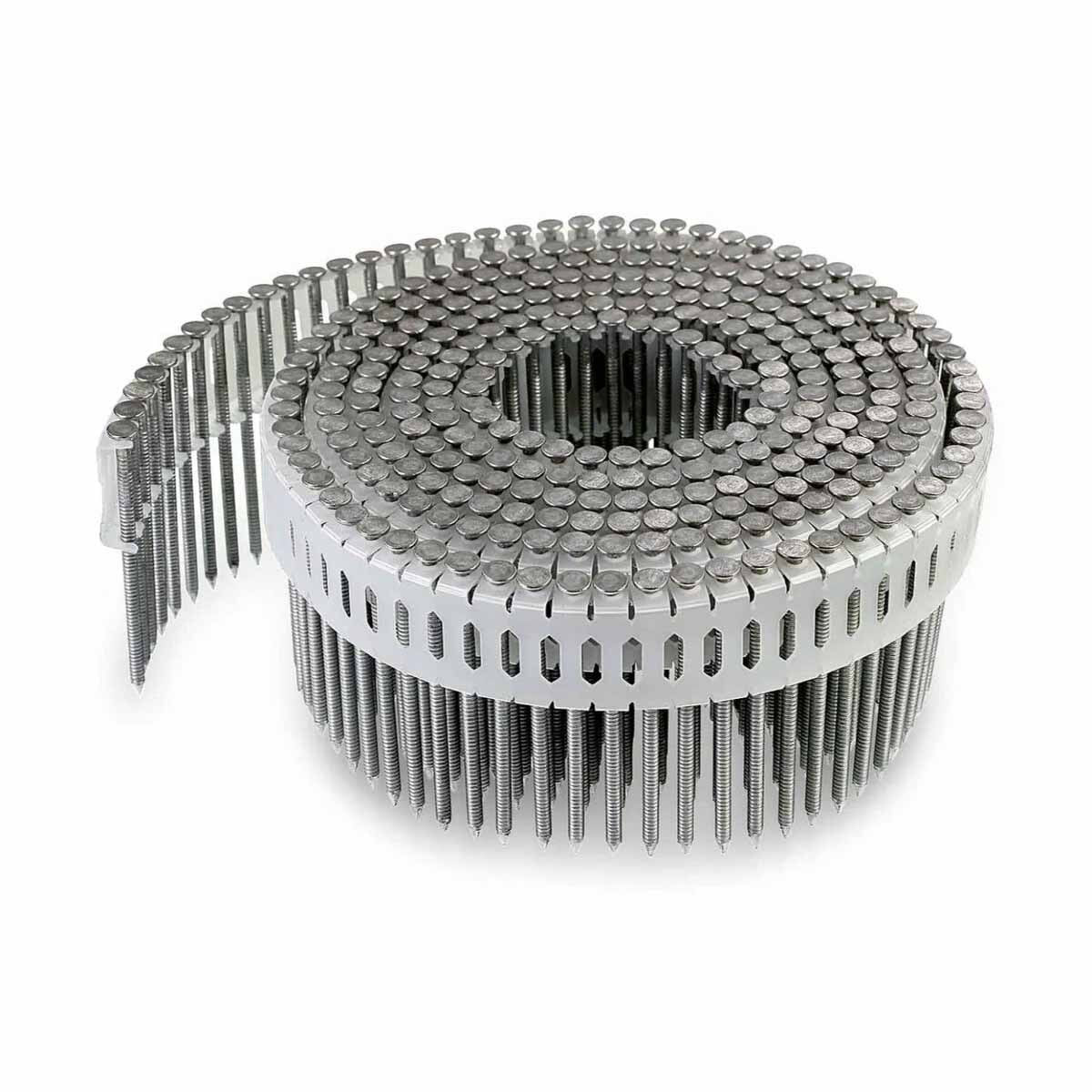 Simpson Strong-Tie S12A225DNB (2-1/4") 0 Degree Inserted Plastic Coil Ring-Shank Nail Full Round Head 7200 Pack 304 Stainless Steel for Siding, Fencing, and Trim