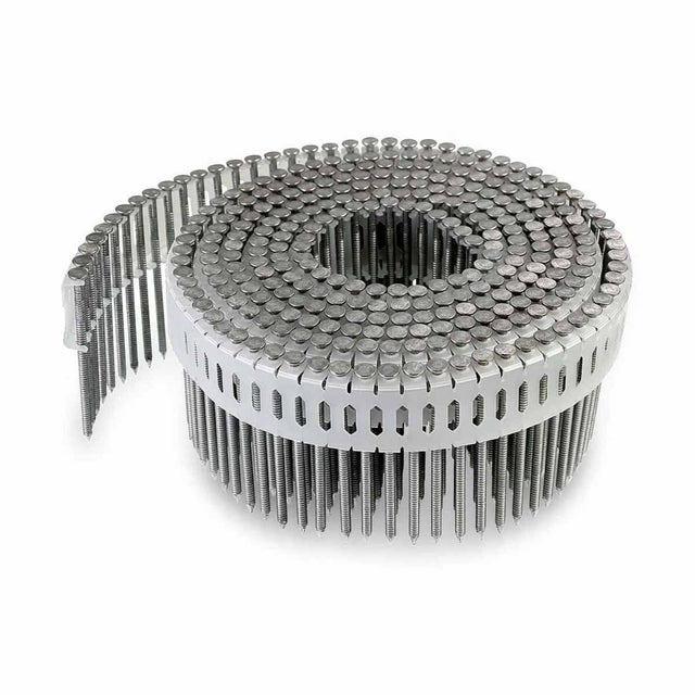 Simpson Strong-Tie S12A225DNB (2-1/4") 0 Degree Inserted Plastic Coil Ring-Shank Nail Full Round Head 7200 Pack 304 Stainless Steel for Siding, Fencing, and Trim