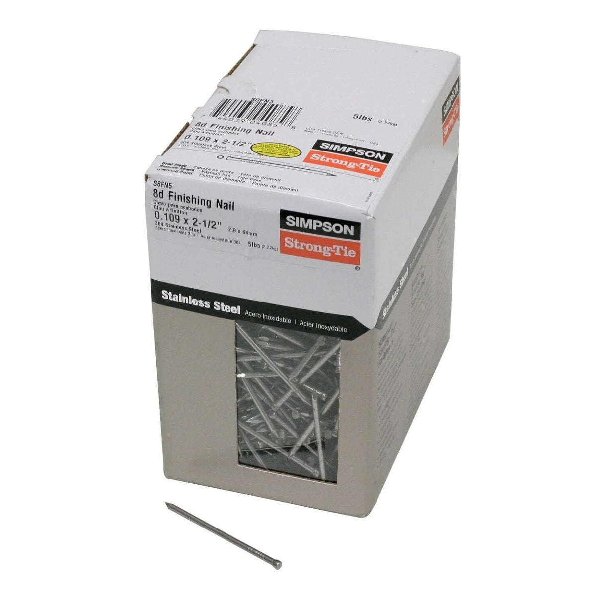 Simpson Strong-Tie S3FN5 (1-1/4") 15 Gauge 3D Stainless Steel Finishing Nail - Type 304l (5 lb.Pkg) - 2