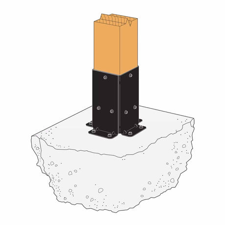 Simpson Strong-Tie SAGE-B44-KT2 (4x4) Black Powder Coated Sage-B Post Base with Screws (2 Pack) - 8