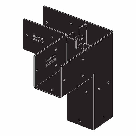 Simpson Strong-Tie SAGE-C44-KT2 (4x4) Sage-C Black Powder-Coated Corner Connector with Screws (2 Pack) - 8