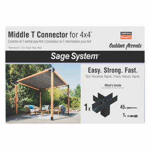 Simpson Strong-Tie SAGE-T44-KT1 (4x4) Sage-T Middle-T Connector Kit with Screws - ZMAX/Black Coating - 4
