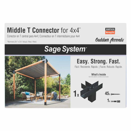 Simpson Strong-Tie SAGE-T44-KT1 (4x4) Sage-T Middle-T Connector Kit with Screws - ZMAX/Black Coating - 4