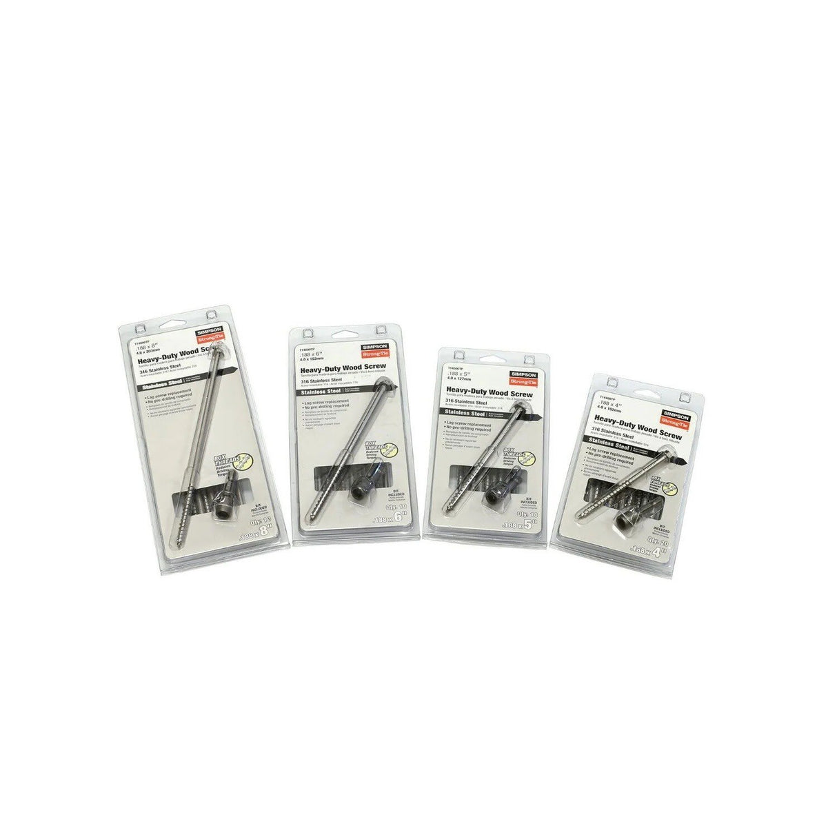 Simpson Strong-Tie SDWH271000SS-R5 Strong-Drive (0.275" x 10") SDWH Timber-Hex SS Screw,Type 316 (5 Pack) - 3
