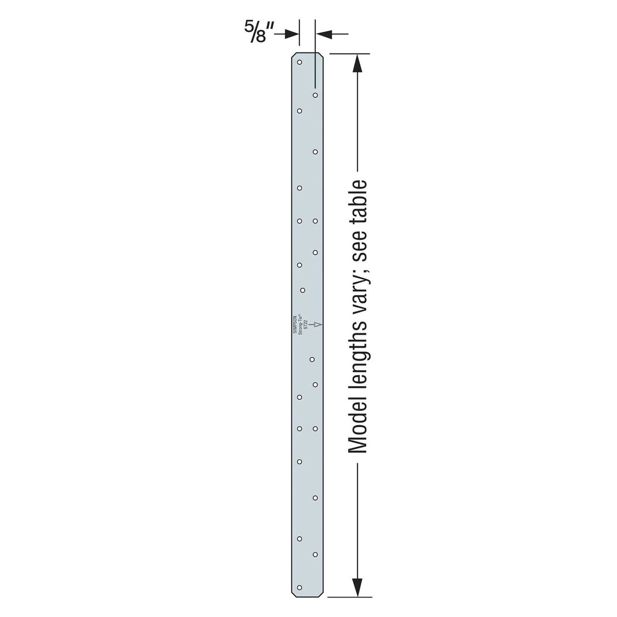 Simpson Strong-Tie ST22-R (21-5/8" 16-Gauge) Galvanized Strap Tie (25 Pack) - 2