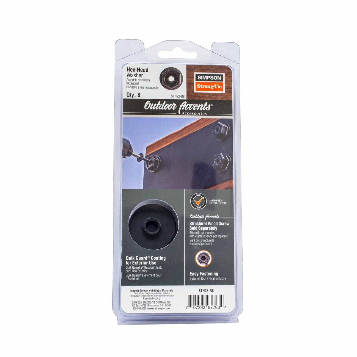Simpson Strong-Tie STN22-R8 (2-1/4") Outdoor Accents Black Hex-Head Washer with Quik Guard Coating (8 Pack) - 2