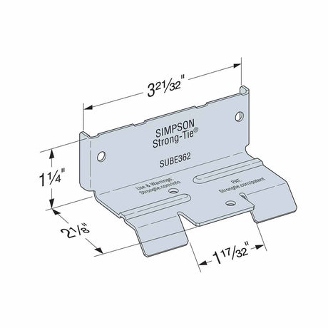 Simpson Strong-Tie SUBE362-R100 (3-5/8") Bridging Connector for Stud Zinc Galvanized (100 Pack) - 2