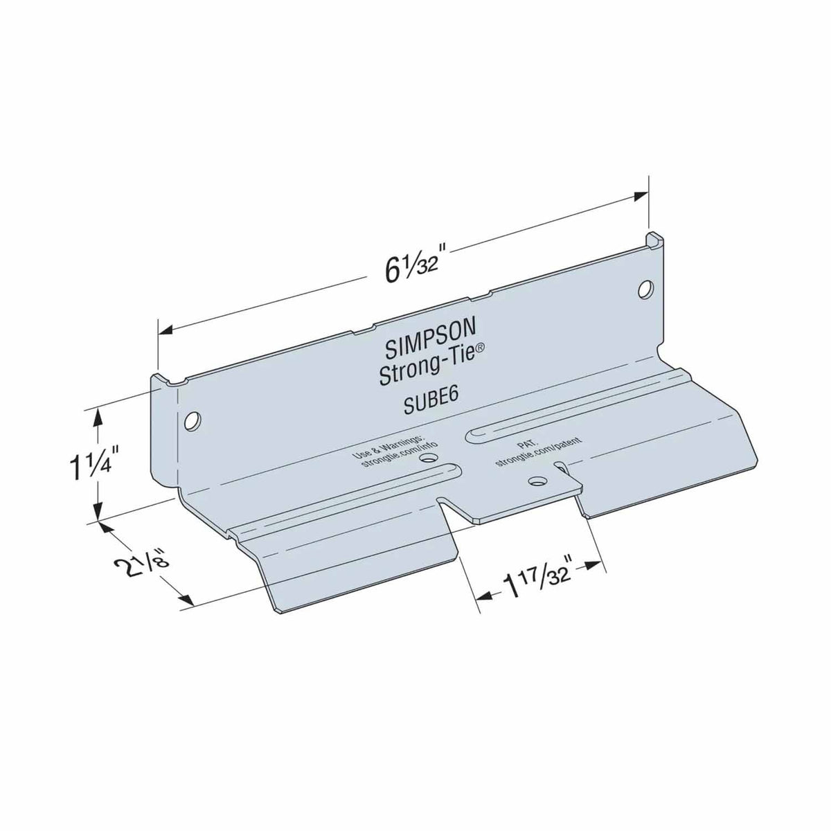 Simpson Strong-Tie SUBE6-R50 (6") Bridging Connector Zinc Galvanized (50 Pack) - 2
