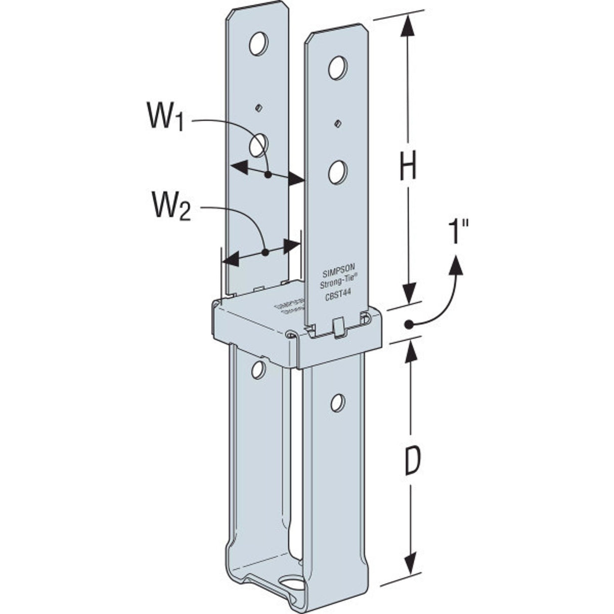 Simpson Strong-Tie CBST44HDG Hot-Dip Galvanized Standoff Column Base for 4x4 - 2