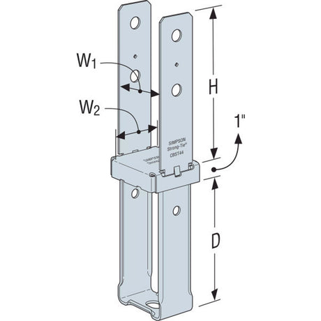 Simpson Strong-Tie CBST44HDG Hot-Dip Galvanized Standoff Column Base for 4x4 - 2