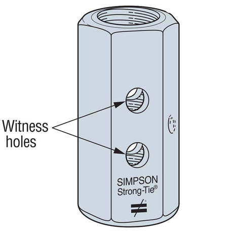 Simpson Strong-Tie CNW3/4-3/4-OST Coupler Nut for 3/4" Threaded Rods with Oversized Thread for Galvanized Bolts - 2
