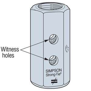 Simpson Strong-Tie CNW5/8-R Coupler Nut with Witness Hole for Rod Connection - 2