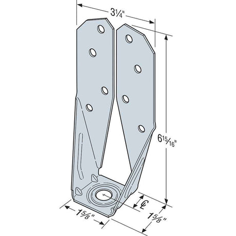 Simpson Strong-Tie DTT2Z-R2 (1-1/2") Deck Tension Tie - ZMAX Galvanized for 2x with SDS Screws (2 Pack) - 2
