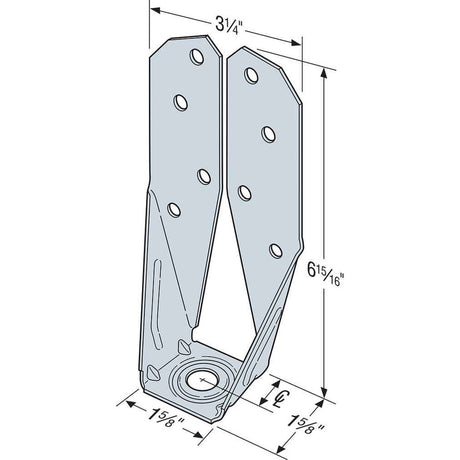 Simpson Strong-Tie DTT2Z-R2 (1-1/2") Deck Tension Tie - ZMAX Galvanized for 2x with SDS Screws (2 Pack) - 2