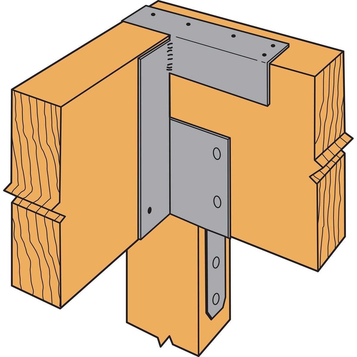 Simpson Strong-Tie ECC48 (4x Beam, 8x Post) End Column Cap - Heavy-Duty Steel Wood Connector - 6