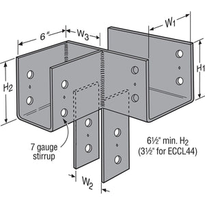 Simpson Strong-Tie ECCLL444TC Tall Corner End Column Cap Left Direction Gray Paint - For 4x Beams and 4x Posts - 2
